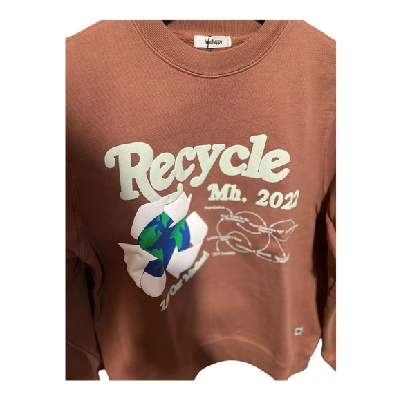 Madhappy Recycle Earth Day Fleece Crewneck Sweatshirt XS NWT Chocolate Brown - Picture 4 of 8